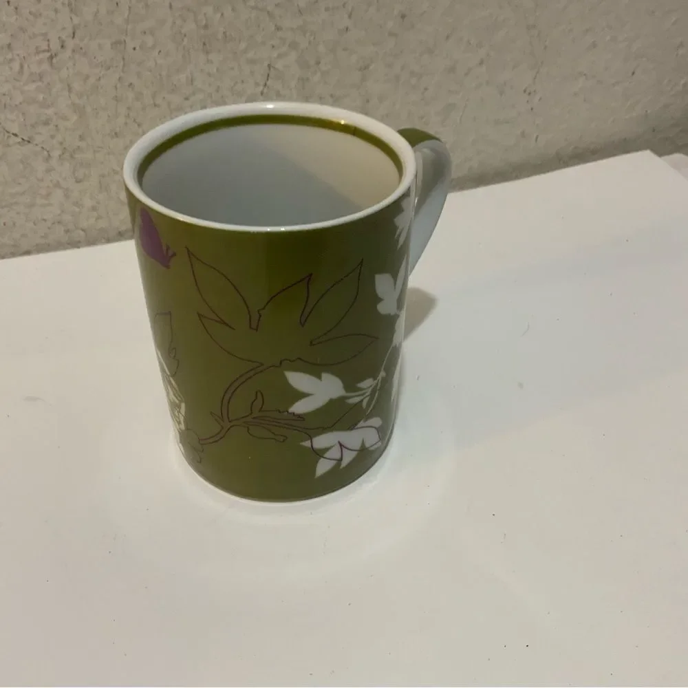 2006 Starbucks coffee tea cup mug 12 ounces - green purple white flowers